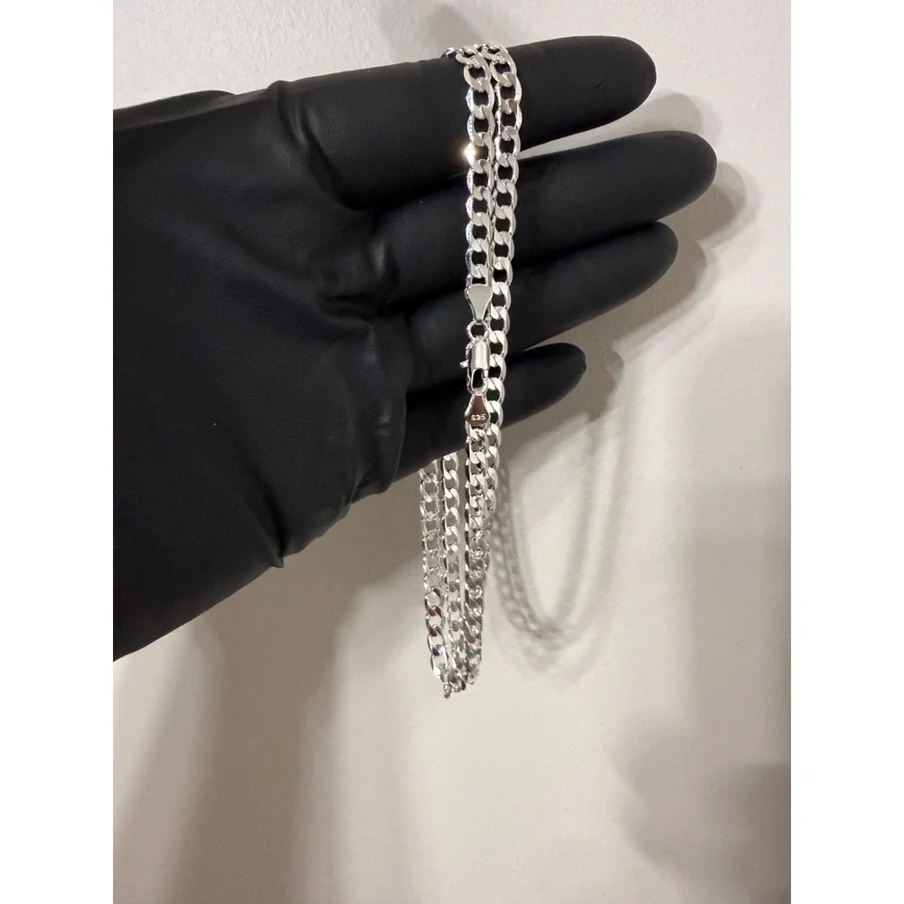 cuban necklace chain silver filled stamped 24 inch 5mm lobster clasp